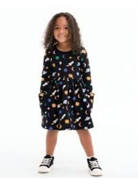 Hanna Andersson Black Outer Space Dress, Size 6/7